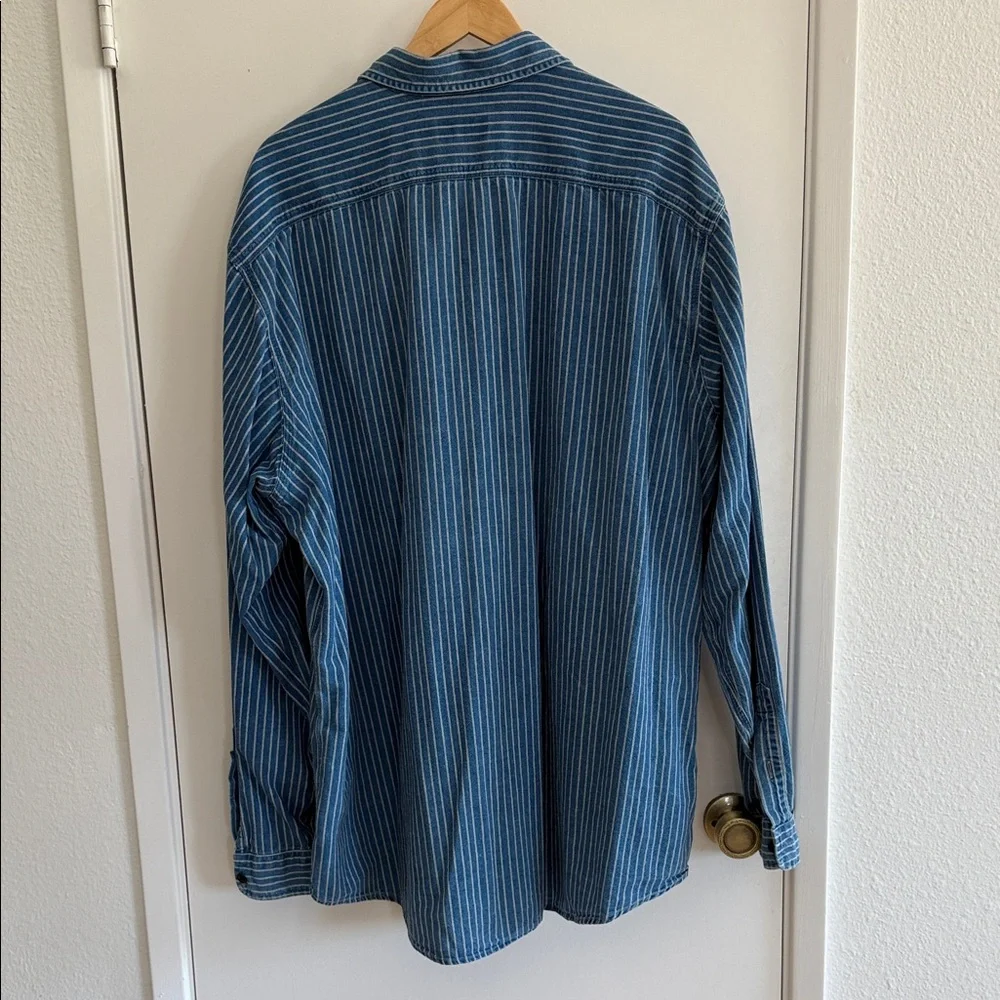Polo by Ralph Lauren Blue Striped Casual Button Down Shirt - Picture 7 of 8